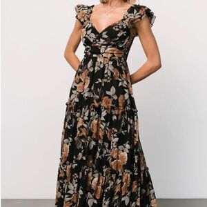 Baltic Born Black Floral Maxi Dress
